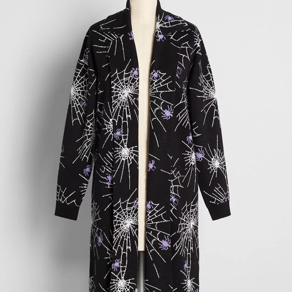 Modcloth The Wonderful Webs We Weave Spooky Spider Web Halloween Cardigan